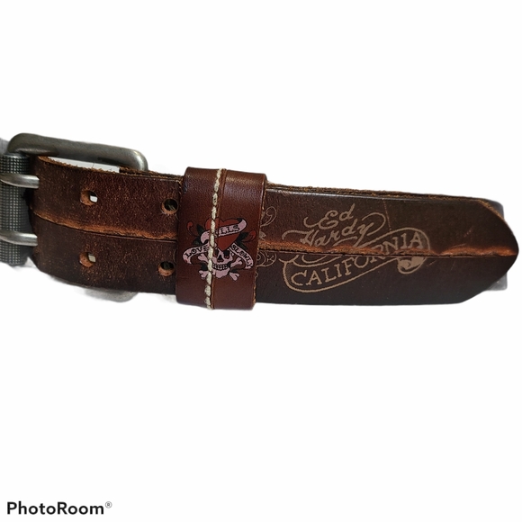 - RARE Ed Hardy Love Kills Slowly Leather Belt - Picture 4 of 12